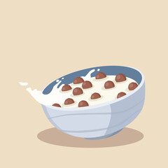 Breakfast cereal in bowl isolated on background