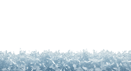 Ultra-realistic, pristine border of intricate ice crystals and delicate frost, sharp focus on a brilliant white background, soft diffused studio lighting, concept of purity and clarity