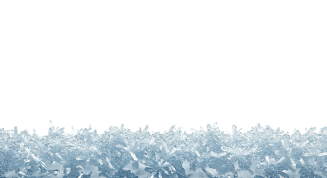 Ultra-realistic, pristine border of intricate ice crystals and delicate frost, sharp focus on a brilliant white background, soft diffused studio lighting, concept of purity and clarity