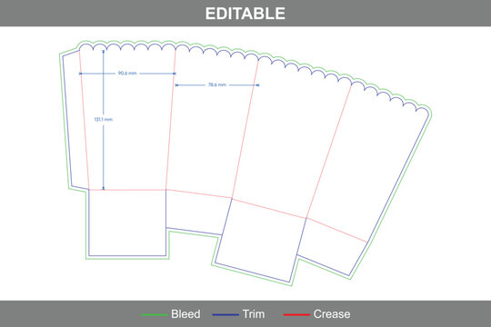 Custom dimensions flat adhesive bottom large open boxes dieline popcorn box packaging template with printable dieline design, carton folding layout, and packaging dieline