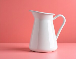 White Pitcher Mockup Pink Background Product Photography
