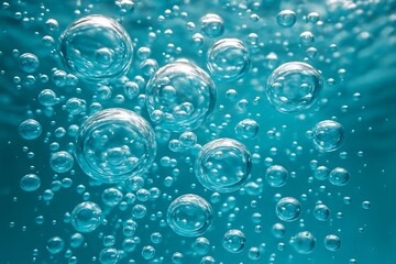 Macro close-up of pool water bubbles underwater during swim, detailed texture capturing motion, energy, athletic performance, and aquatic activity