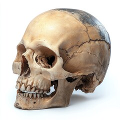 Fototapeta premium A detailed view of a human skull revealing unique features and historical importance
