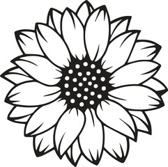 A black and white drawing of a flower with a white outline | Premium AI-generated vector design