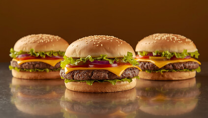 Hamburger on a black background