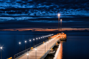 Scenic Night View of Tallinn Cruise Pier with Illuminated Lights