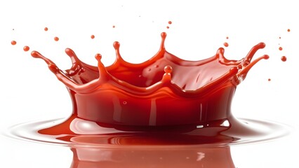 A vibrant red liquid splash on a white background