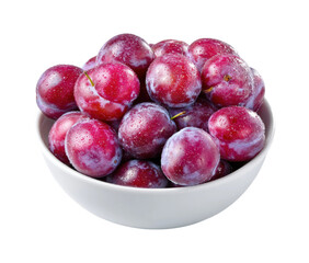 Obraz premium Fresh plums in a bowl home kitchen food natural lighting isolated on transparent background, png