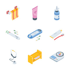 An amazing bundle of isometric icons showing medical services