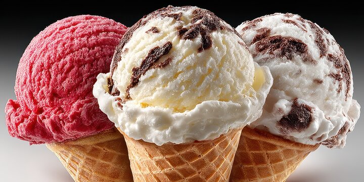 Delicious ice cream cones with vibrant flavors ready to be enjoyed on a sunny day