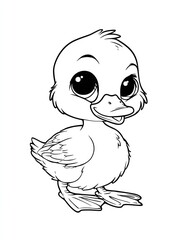 Fototapeta premium Cute black and white duckling coloring page