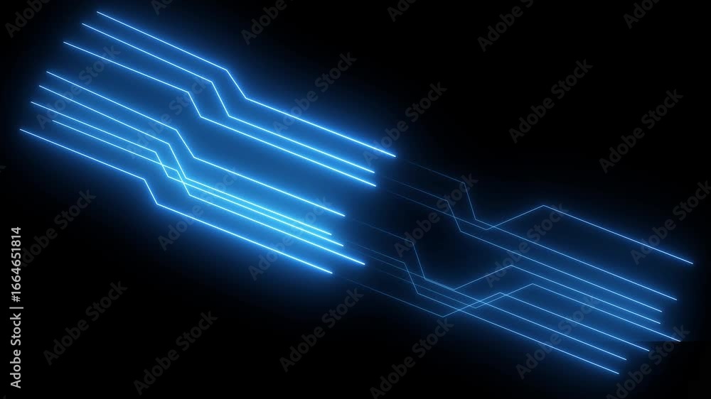 Poster abstract futuristic animation colorful neon lines are moving forward , neon line icon animation glow