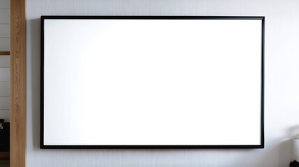 Obraz premium Modern digital conference screen mockup blank white screen seamless white background front facing ultra realistic