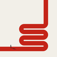 Business career winding path or road, vector concept. Symbol of journey, ambition, opportunity. Minimal design eps10 illustration.