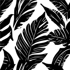 Obraz premium Black and white vector silhouette of a leaves on a white background