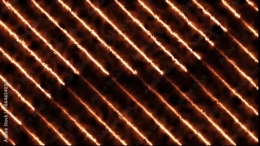 Poster seamless loop animation of glowing neon lines streaming across on black background . repetitive moti