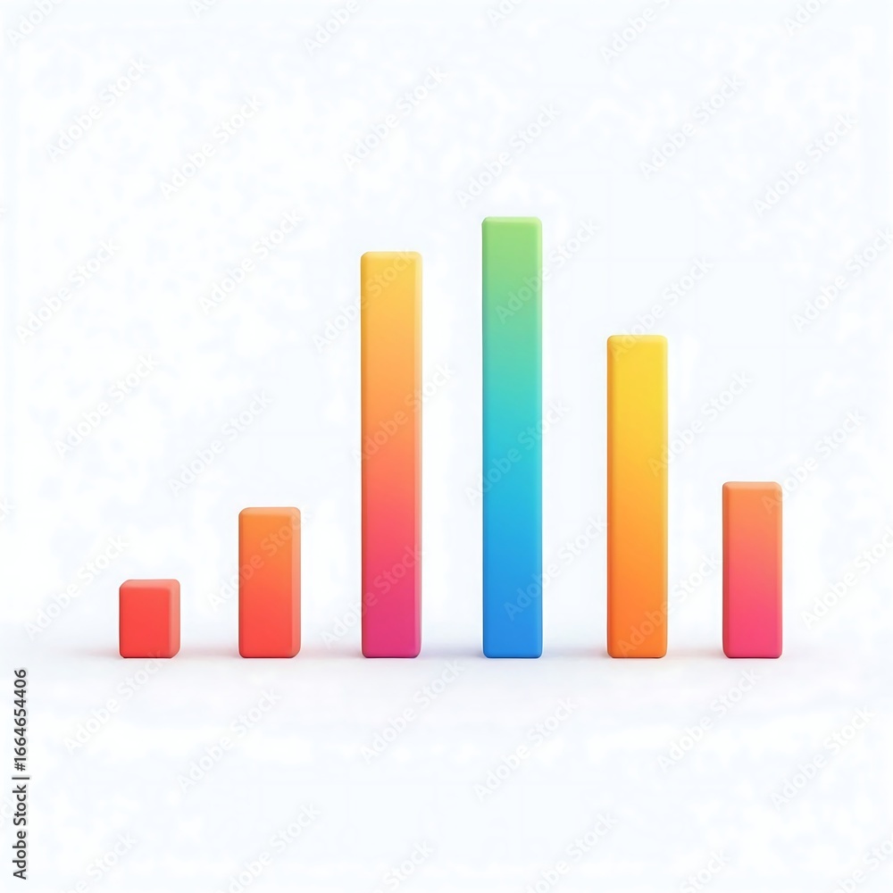 Aufkleber colorful bar graph showing data analysis isolated on white background