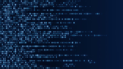 Digital code - stream of binary matrix code on the screen. Concept of the computer matrix
