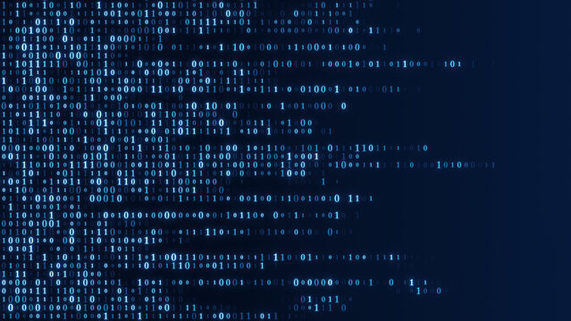 Digital code - stream of binary matrix code on the screen. Concept of the computer matrix