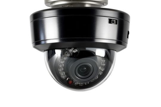 Securing spaces surveillance camera location technology modern view isolated on transparent background, png