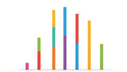 Colorful bar chart showing statistical data isolated on white background