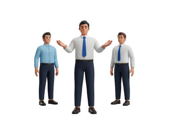 Fototapeta premium 3D Render of Business Professionals in Formal Attire, Illustrating Teamwork, Leadership, and Corporate Success in a Modern Workplace Environment with Diverse Perspectives