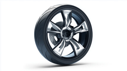Fototapeta premium 3D realistic heavy bike alloy wheel rim (clean modern detail, white isolated background