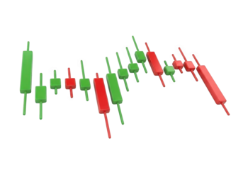 3D Candlestick Chart Representing Stock Market Trends and Financial Analysis on Transparent Background, Illustrating Investment Strategies and Economic Indicators