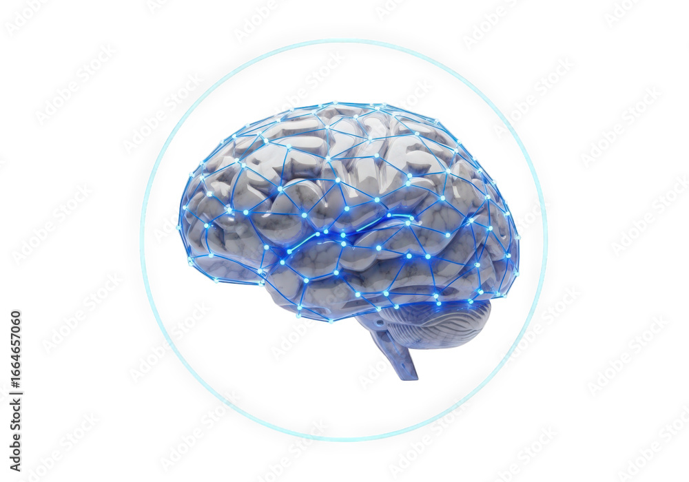 Aufkleber artificial intelligence brain network concept with glowing connections and futuristic design, repres