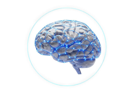 Artificial Intelligence Brain Network Concept with Glowing Connections and Futuristic Design, Representing Cognitive Function, Innovation, and Technological Advancement - Powered by Adobe