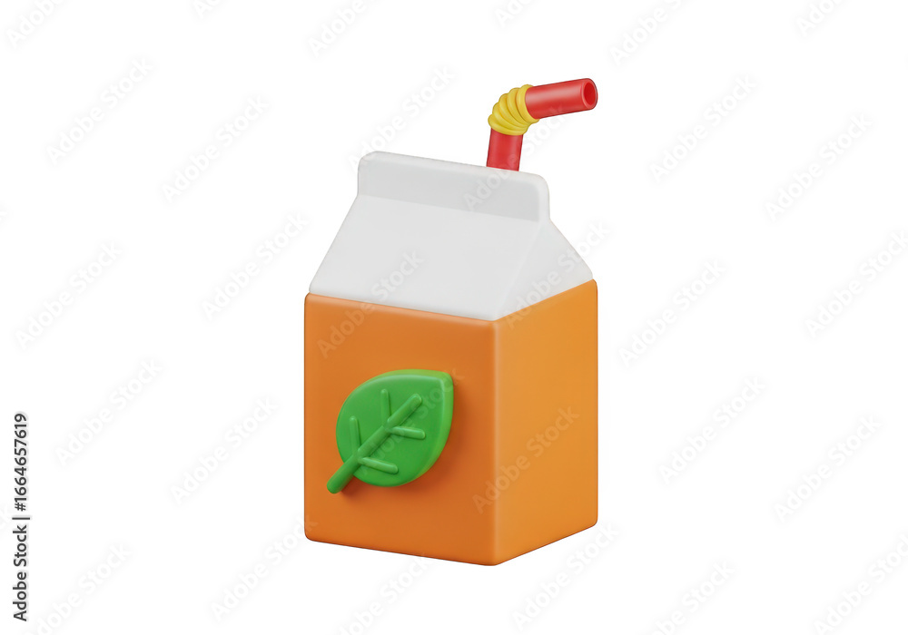Poster a refreshing 3d render of a juice box with a straw, perfect for illustrating healthy beverages and c