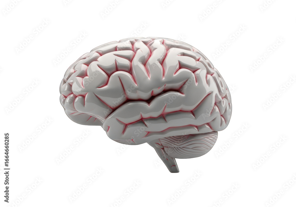 Aufkleber a detailed anatomical model of a human brain, showcasing its complex structure and intricate folds i