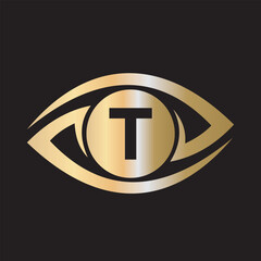 Fototapeta premium Initial Eye Logo combine with letter T vector template