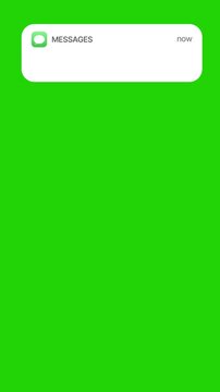 New Message Notification Pop-Up Animation on Green Screen, Modern Chat Alert UI Motion Design Template	