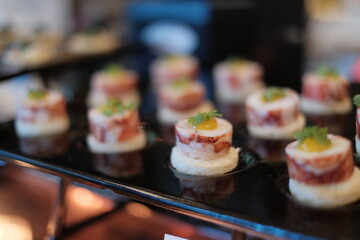 canape, michelin restaurant snack fine dining mixed canape selection platter buffet 