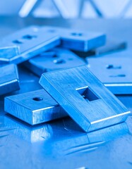 Fototapeta premium Blue metal plates stacked
