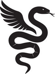 Naklejka premium Winged serpent caduceus symbol isolated on white background