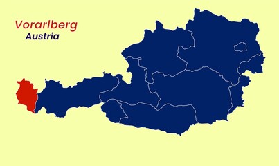 Map of Austria, Map of Austria states, Burgenland, Carinthia, Lower Austria, Upper Austria, Salzburg, Styria, Tyrol (Tirol), Vorarlberg, Vienna.
