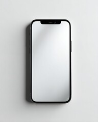 Realistic smartphone mockup with blank white screen isolated on white background, perfect for app design presentation or digital marketing use. empty screen ready for application mockup, web design