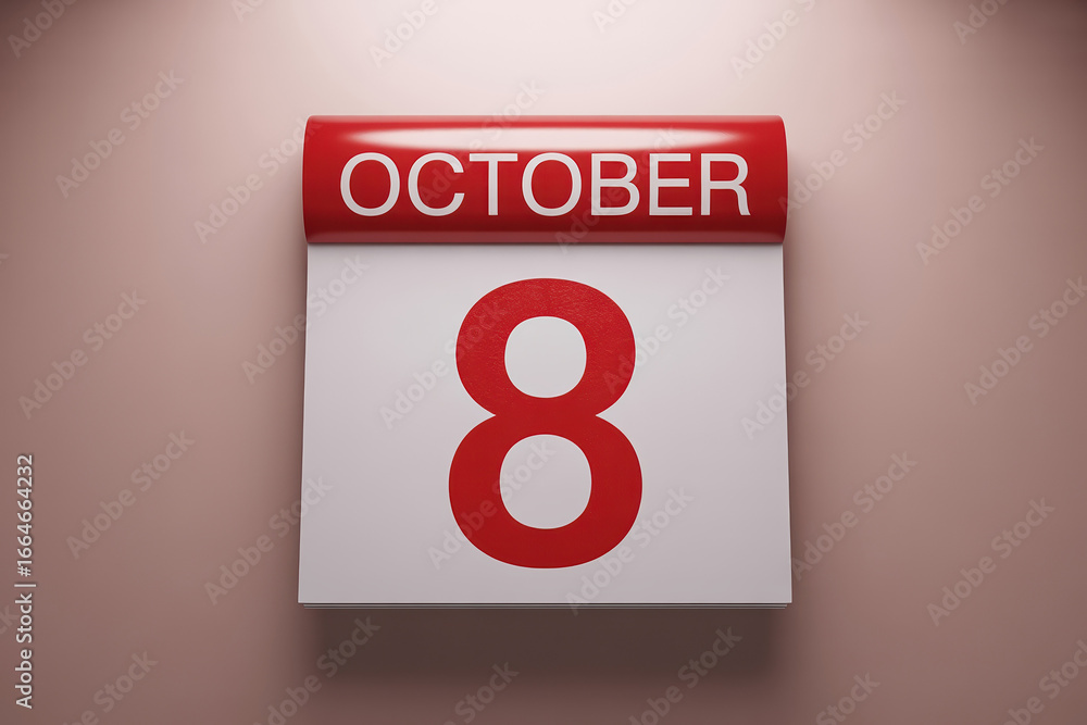 Poster october 8th calendar page with low feedback design for important date reminders and schedule plannin