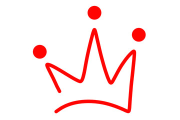 Red crown icon. Hand drawn doodle style king queen crown, majestic tiara. Royal crown icon symbol coronation tiara sign. Crown logo isolated on transparent png © GraphicsHub