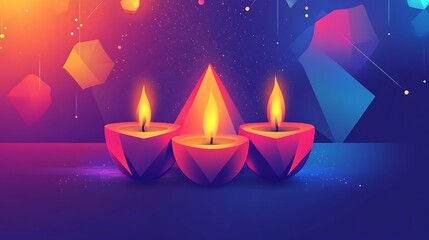 Diwali diyas, colorful abstract background