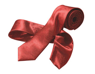 Red Tie Loosely Draped in Casual Style, Angled Perspective, Isolated 3D Illustration