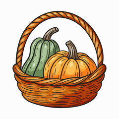 Hand drawn illustration of autumn decorations. Vintage style fall composition perfect for Thanksgiving, harvest, seasonal design