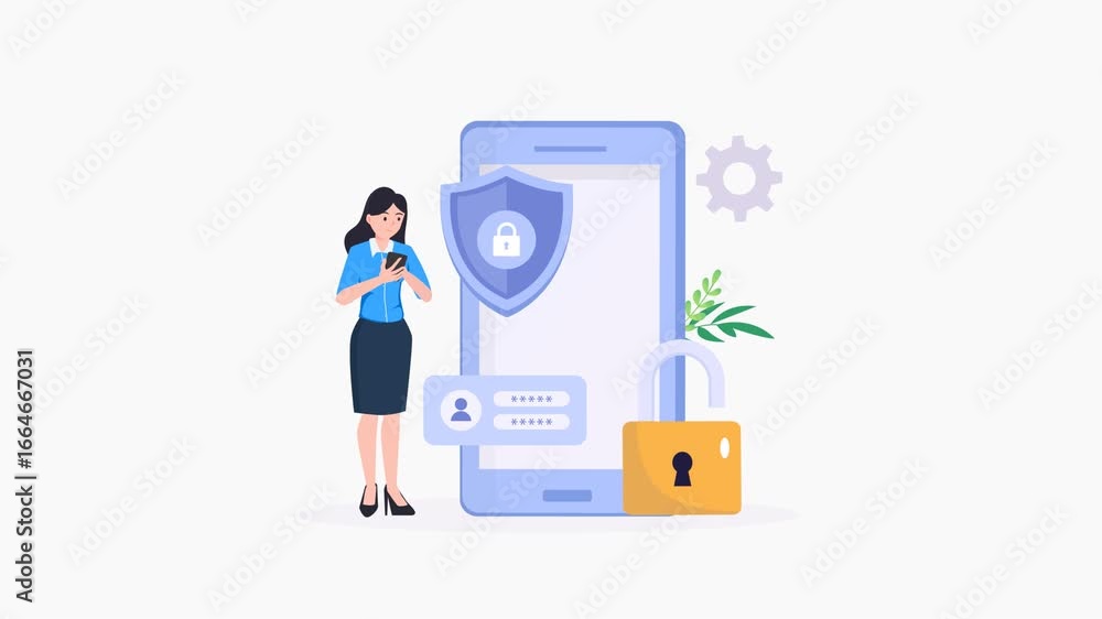 Poster data protection concept. shield on computer data management and protect data. video animation 4k cli