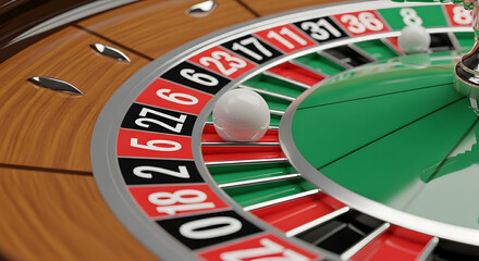 Obraz premium Roulette Wheel: Close-Up of Spinning Ball and Vibrant Colors