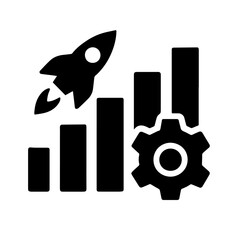 rocket loading icon statistics isolated on white background