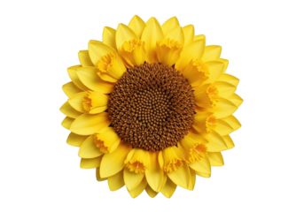 Vibrant 3D Render of a Sunflower with Detailed Petals and Seeds on a Transparent Background Perfect for Nature-Themed Digital Art and Design Projects