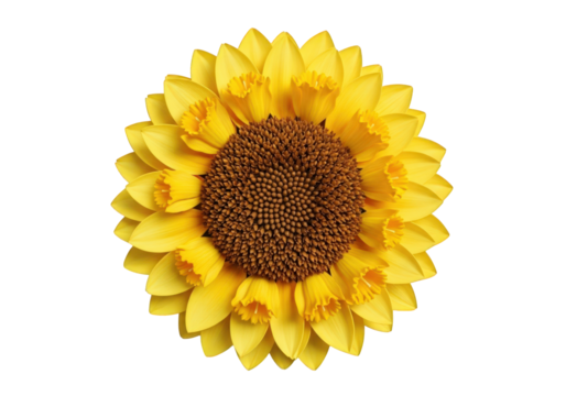 Vibrant 3D Render of a Sunflower with Detailed Petals and Seeds on a Transparent Background Perfect for Nature-Themed Digital Art and Design Projects