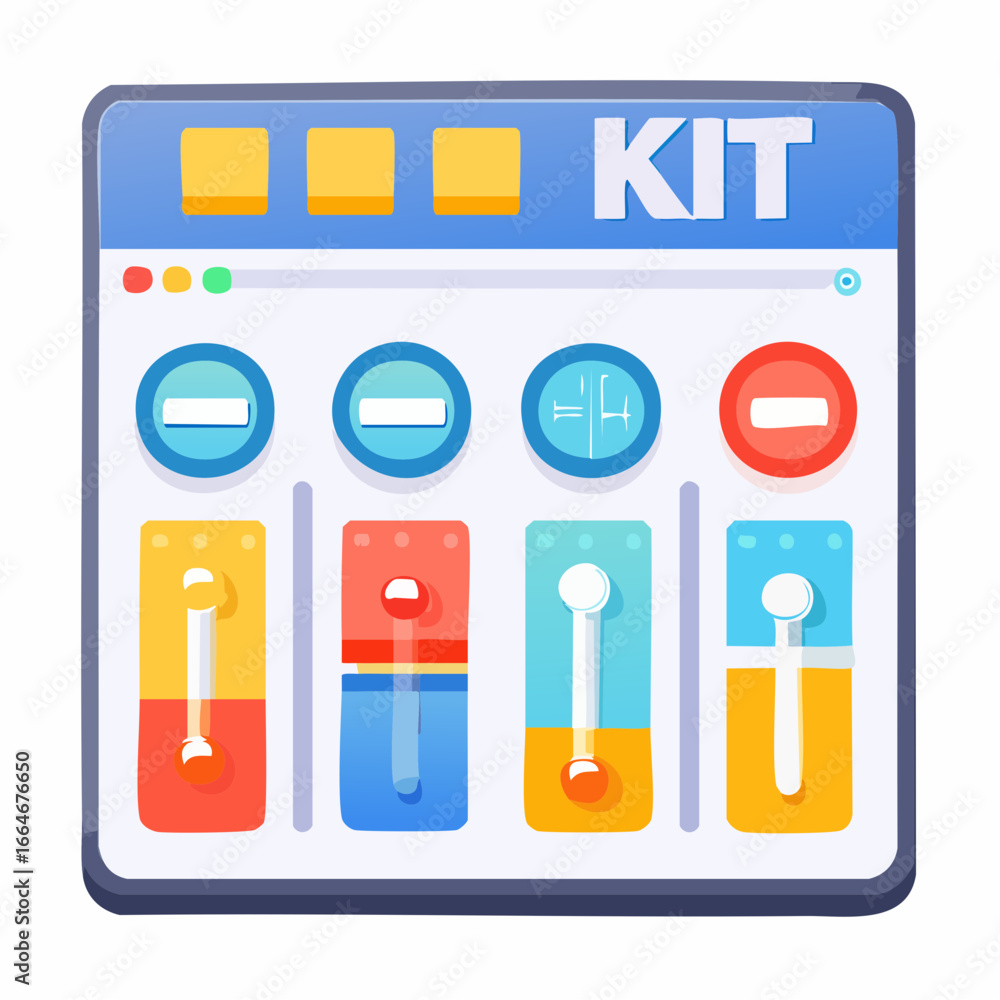 Poster colorful kit interface with gauges dials and control panel elements
